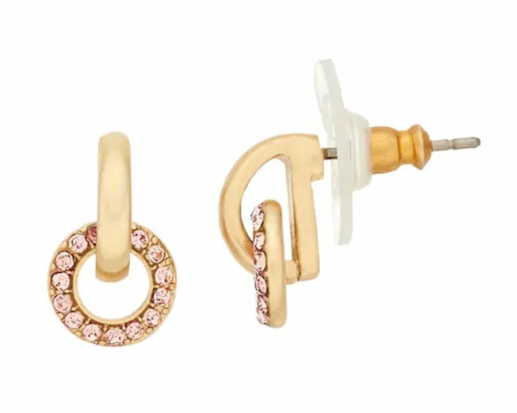 Vera Wang Gold Tone Small Drop Hoop Stud Ear Rings SImply Vera