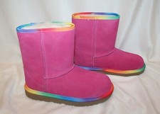 NIB UGG Classic Short Rainbow Suede Winter Boots Youth 5 6 Womens 7 8 Fuschia