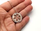 Gold White Zircon Snowflake Design Womens 925 Sterling Silver Necklace Rose