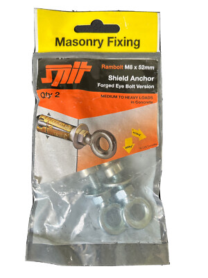 2er PACK SPIESS RAMBOLZEN M8 X 52 MM SCHILDANKER GESCHMIEDET AUGENBOLZEN VERSION BRANDNEU.