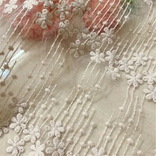 Robe De Costume En Fleurs En Dentelle Rose Nude Broderie Artisanale DIY Trim 1 Y