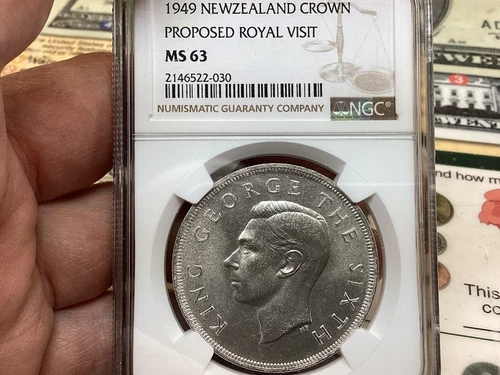 New Zealand 1949 Crown Proposed Royal Visit NGC MS63