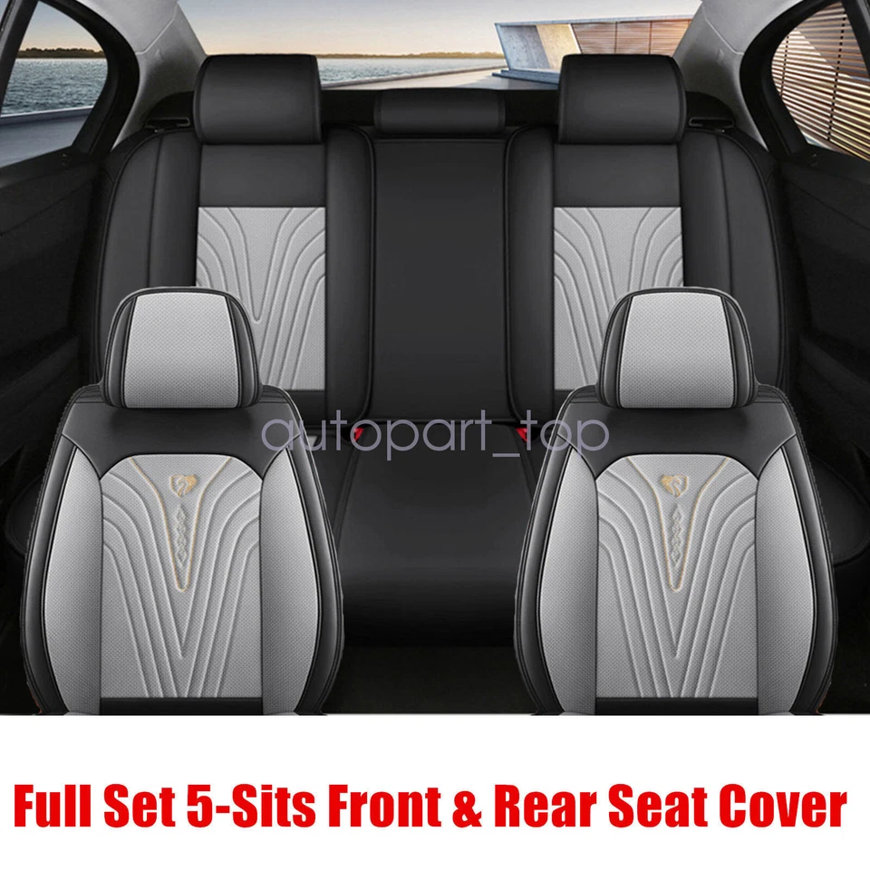 For Dodge Challenger Faux Leather Car 5-Seat Cover Front & Rear Cushion Pad - Imagem 2 de 4