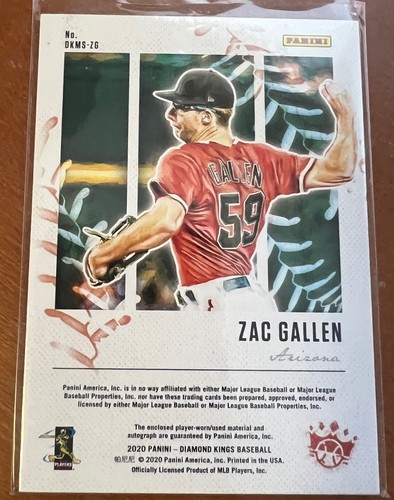 2020 Panini Diamond Kings DK Material Signatures Zac Gallen Rookie Auto RC - Picture 2 of 2