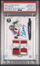 2023 Topps Motif  C.J. Stroud Quad Jersey Auto Rookie /71 PSA 10 Auto 10 ON CARD