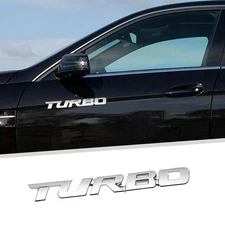 For TURBO 3D Silver Chrome Metal Logo Car Badge Emblem Decal Sticker Accessories