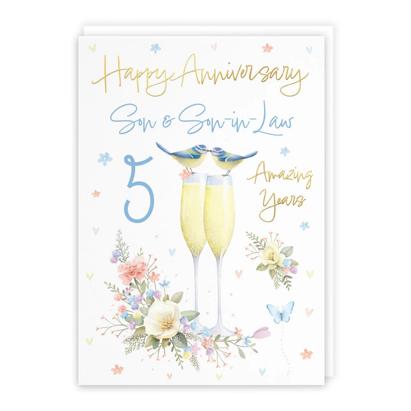 5th Son And Son-in-Law Anniversary Card Champagne Flutes Milo's Gallery