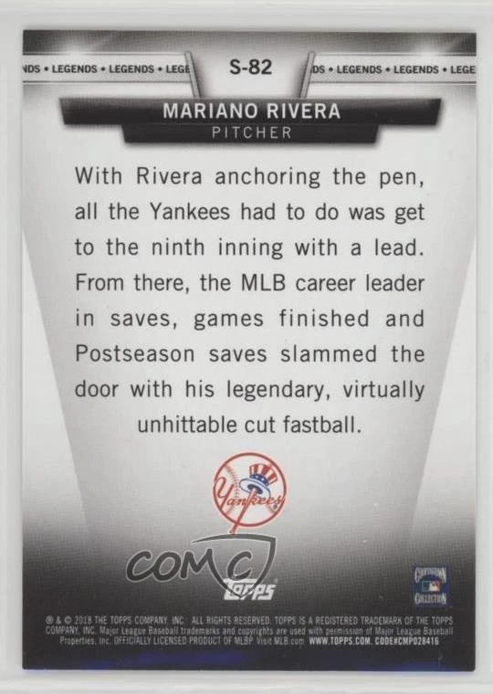 2018 Topps Topps Salute Series 2 Legends Red /10 Mariano Rivera #S-82 HOF - Image 2 of 2