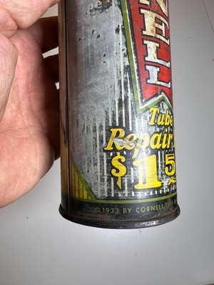 Antique 1933 Cornell Tube Repair Kit Tin Akron Ohio Auto Tire