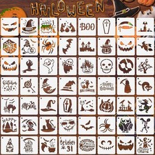 Halloween Stencils, 56 Pack Pumpkin Painting Stencil Ornament Stencils Plasti...
