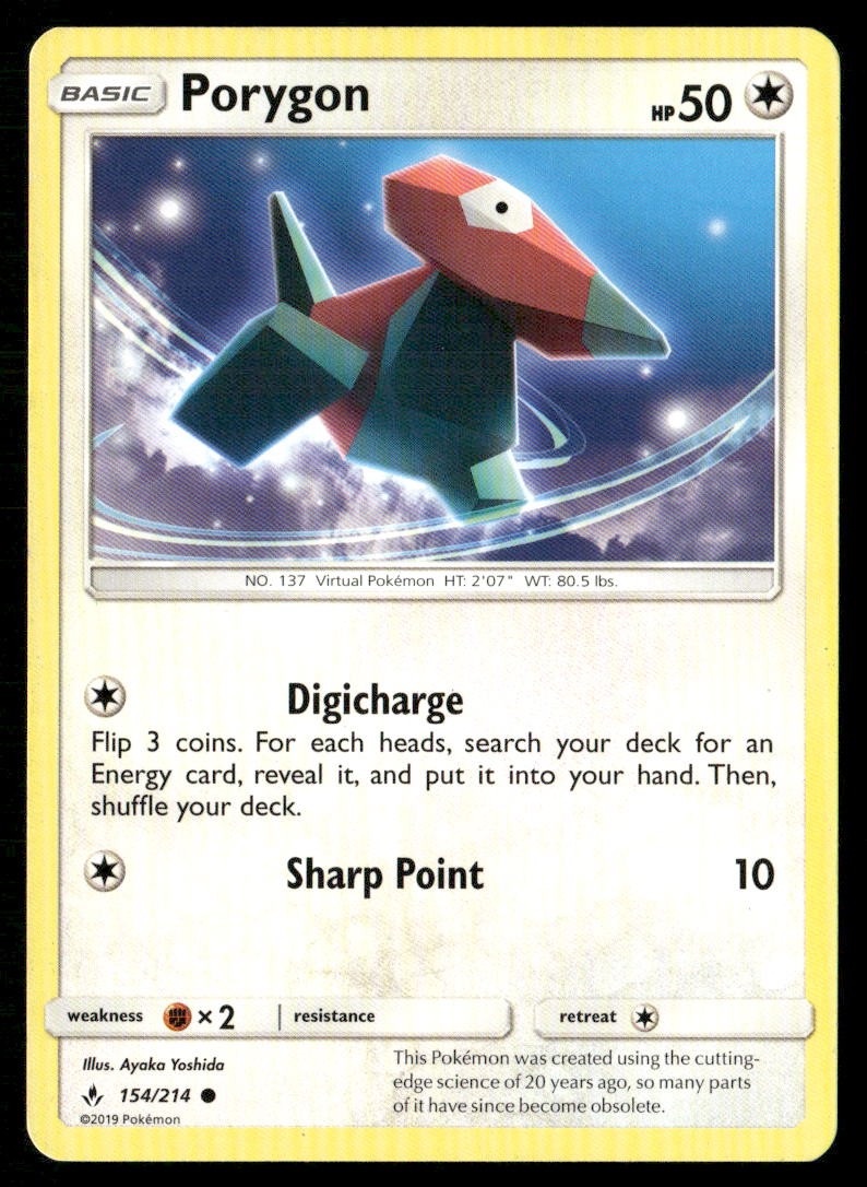 Porygon 154/214 Common Unbroken Bonds Pokemon Moderately Played