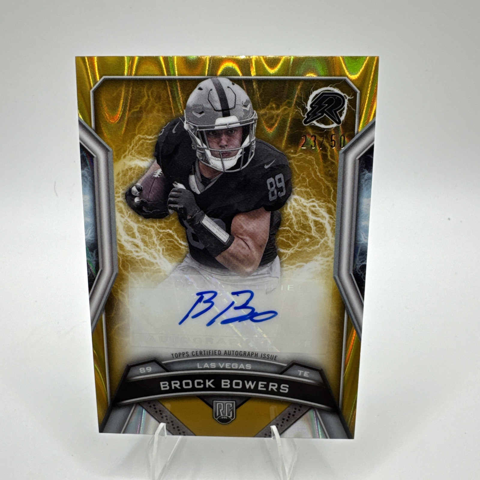 Brock Bowers #23/50 Gold Power Surge Auto 2024 Topps Resurgence