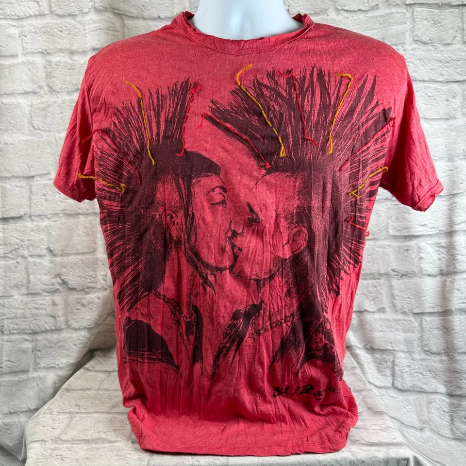 Punk Rockers Kissing T-Shirt Mens Small Unisex Mohawk SURE Brand - Image 3 of 4