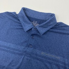 Vineyard Vines Performance Polo Mens Large Blue Striped Short Sleeve Shirt Golf