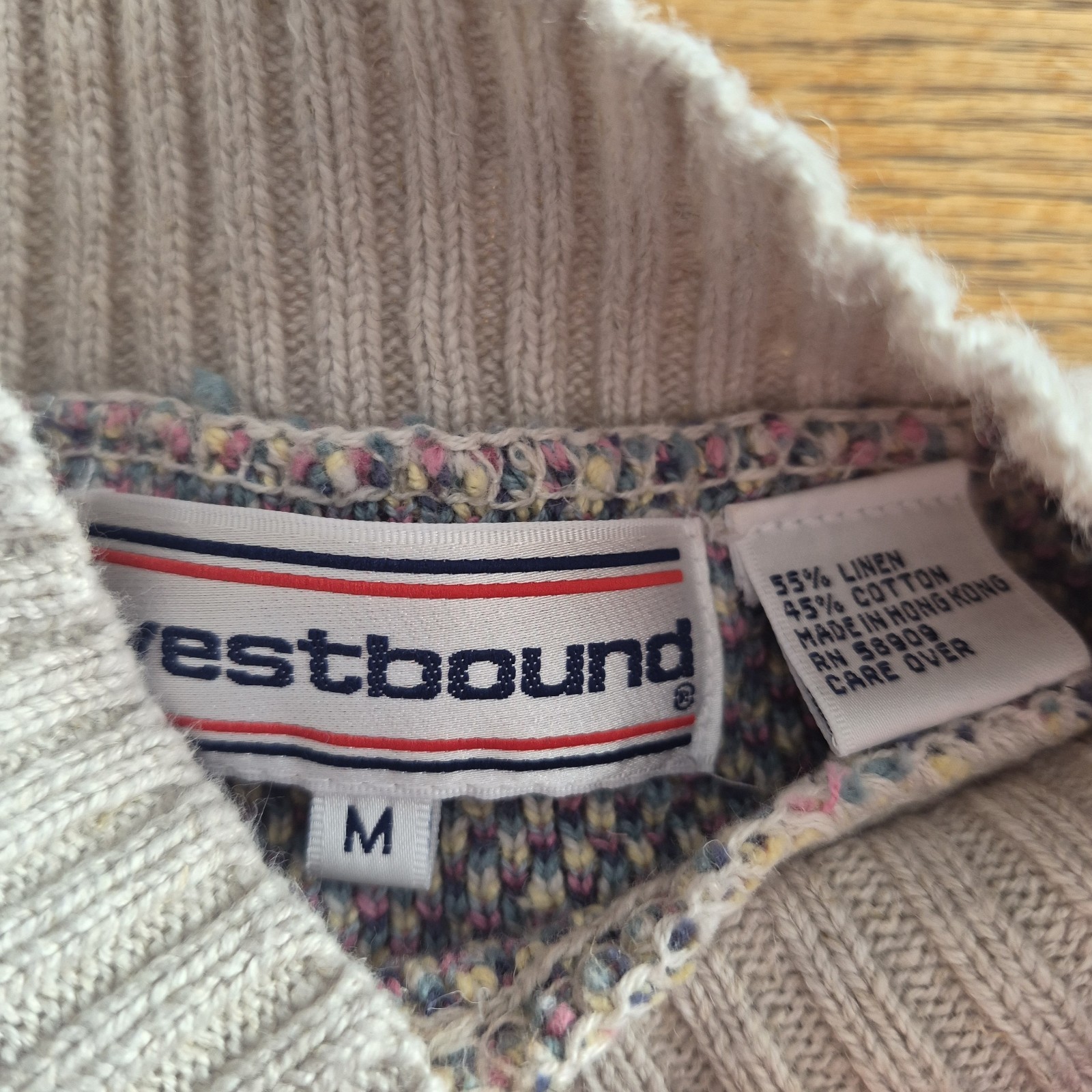 Westbound Linen And Cotton Patchwork Sweater Long… - image 3