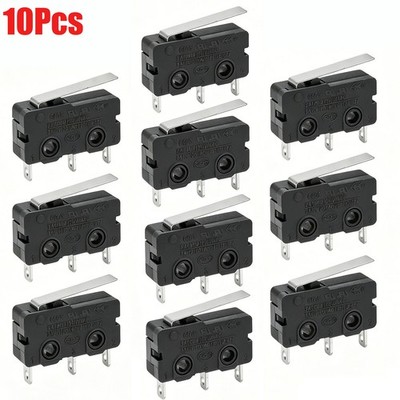 10 Pcs Mini Micro Limit Switch AC 250V 5A SPDT Short Straight Hinge Lever