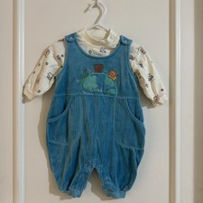 Baby Osh Kosh Vintage 0-3 Months Earth Animals Outfit Shirt Romper Overalls