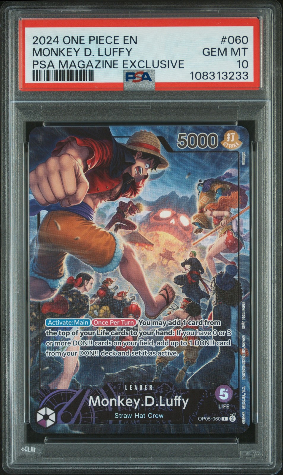 2024 ONE PIECE PROMOS PSA MAGAZINE EXCLUSIVE #060 MONKEY D. LUFFY PSA 10