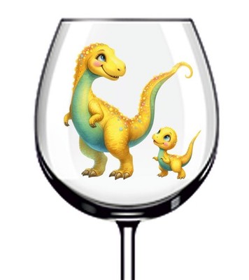 12x Aquarell Dinosaurier Vinyl Aufkleber Abziehbild Becher Weinglas Flasche Tasse Becher