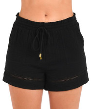 La Blanca Women's Beach Short Swimsuit Cover Up Swim Trunks Black Large