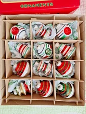 Christopher Radko Shiny Brite Christmas Ornaments Box Of 12 Bells Indents NEW