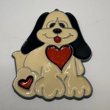 Dog Suncatcher Heart Puppy Stained Glass Style Window Hanging Decor