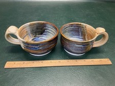 Two Diane Heart Brewster Cape Cod Pottery Mugs Scallop Shells Handles