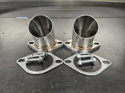 Two 3'' Dumps two bolt flange tig welded .065 304 stainless exhaust 45 bend