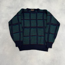 Vintage Knitted Jumper Abstract Patterned Grandad Knit Sweater Men's L