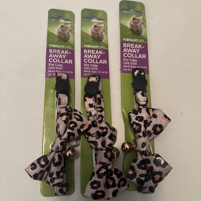 Break Away Car Collar Pink Leopard Bow tie neck size 9.5-14inch lot of 3 
