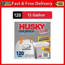 Husky 13 Gallon Tall Kitchen Drawstring Bags, 120 Bags