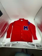 Rare 1978 Red Vintage Varsity Letter Cardigan Sweater, Great Shape