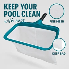 Pool Leaf Skimmer Net Heavy Duty Rake Fine Mesh Cleaning Tool for Debris Removal