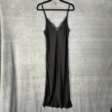 American Eagle Maddie Kenzie Ziegler Dress Womens Large Black Satin Slip Lace