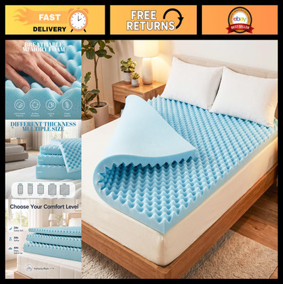 3-Inch Gel Memory Foam Mattress Topper for Twin Beds, Cooling Egg Crate Design,