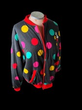 Vtg 90s Donnkenny Disney Mickey Mouse Reversible Polka Dot Bomber Jacket O/S