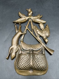 Vintage Brass Deer/ And Duck Game Bag Wall Mount. ML
