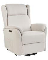 Sessel Stoffbezug Creme Aufstehhilfe Relaxfunktion Elektrisch Verstellbar Elegy