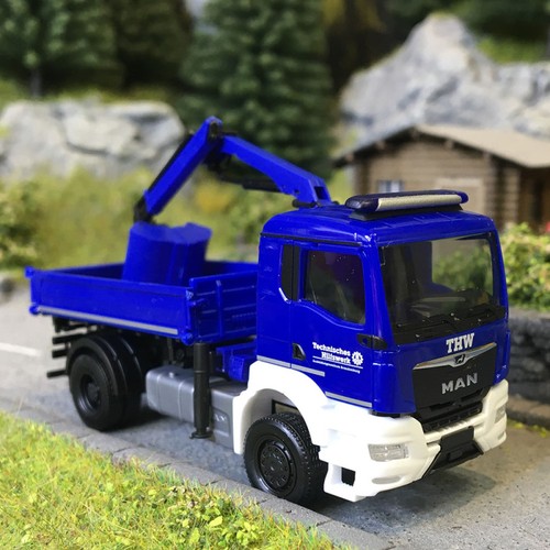 Camion-benne, MAN TGS NN, avec grue, THW Brandenburg - HERPA 319522 - HO 1/87 | Zustand: Neuf