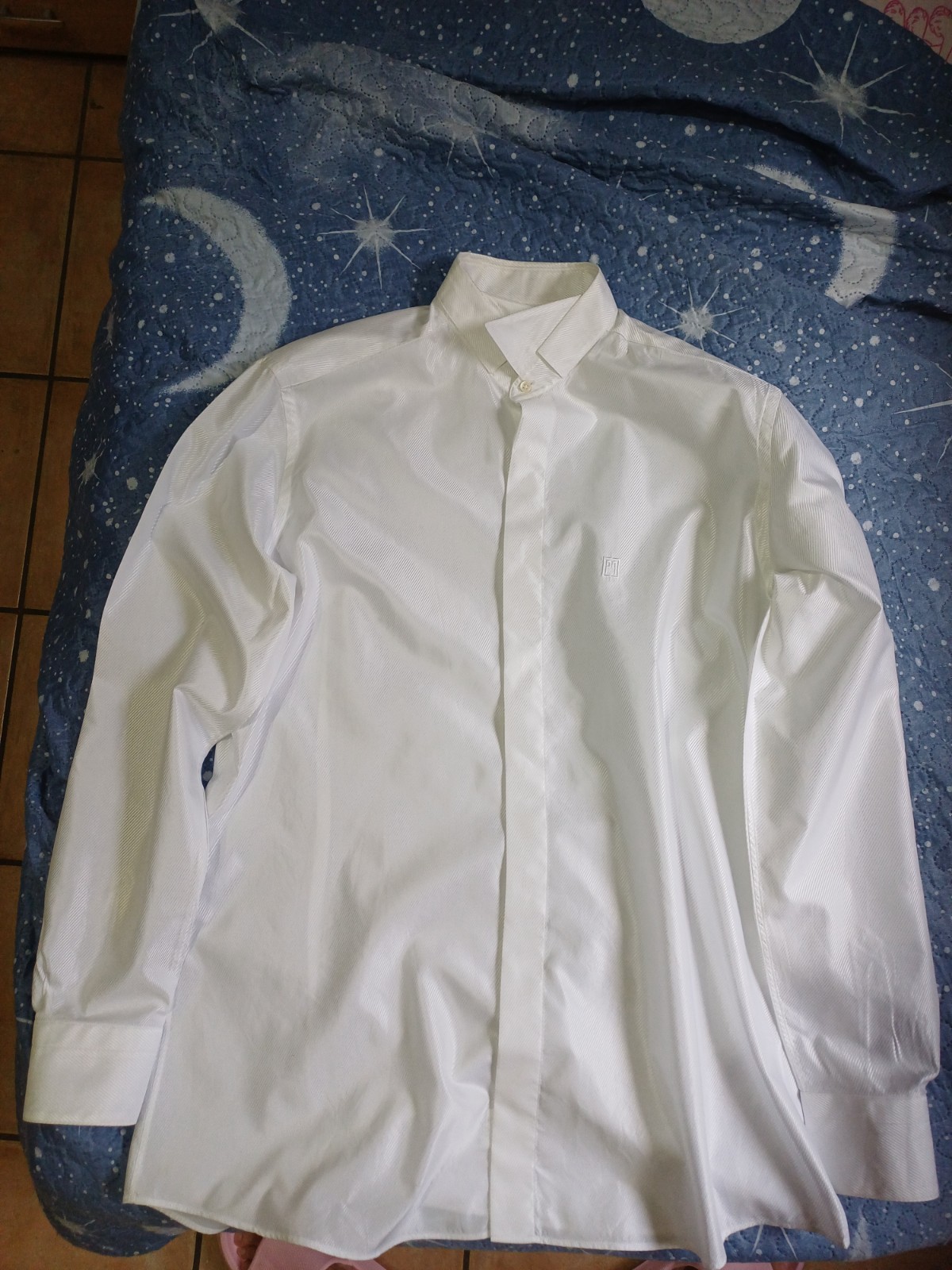 Camicia Carlo Pignatelli XL 43/17 cerimonia bianca texture e collo diplomatico