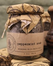 Peppermint Mineral Bath Salts   Cooling Natural Bath Soak, Handmade