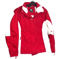 Helly Hansen Tech Perfect Balance Ski Coat Jacket Womens SMALL Red & White Hood