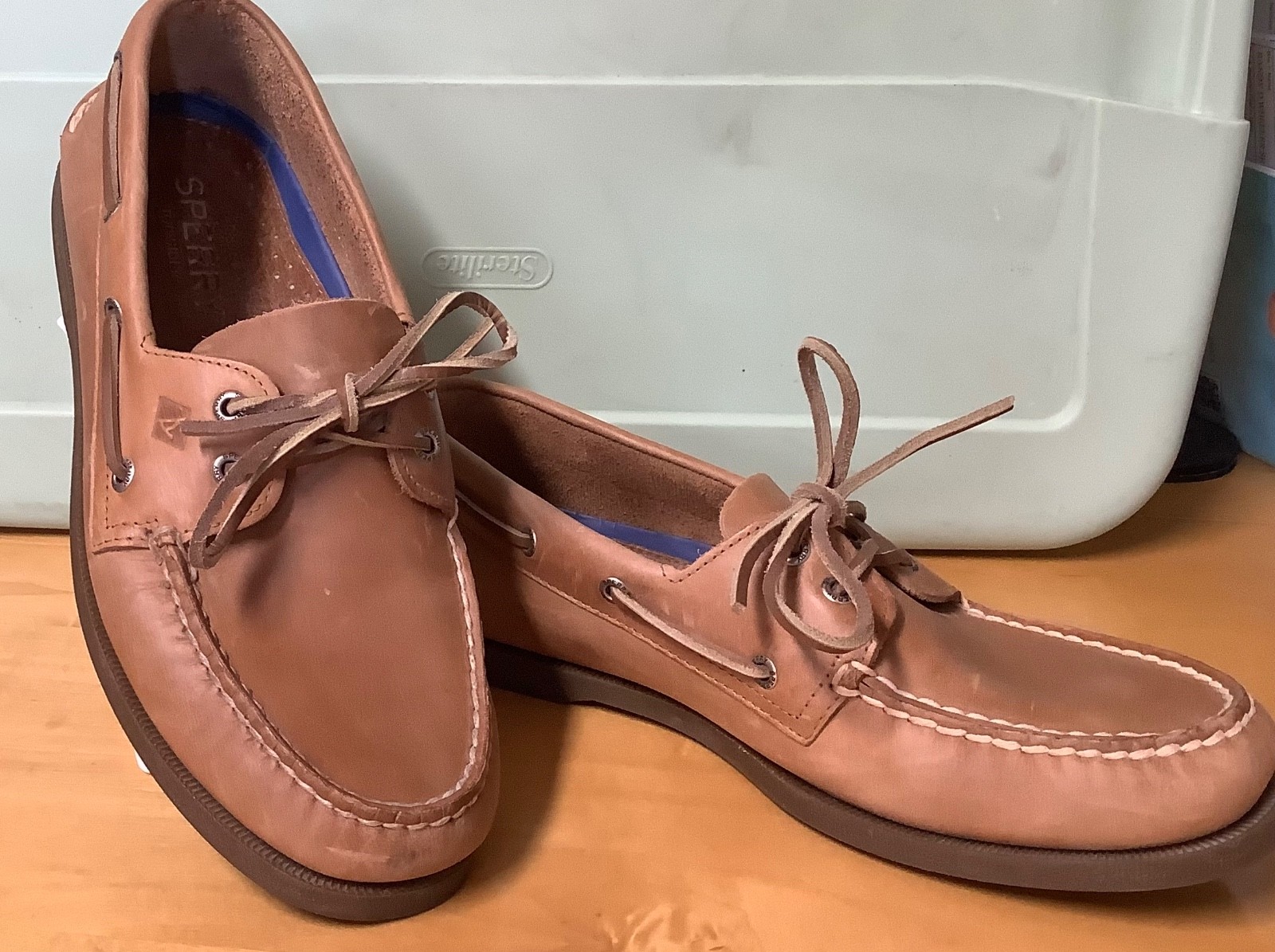 Men's Sperry Top Sider Boat Deck Shoes Leather Size 11 W Pre-owned, Great Cond.