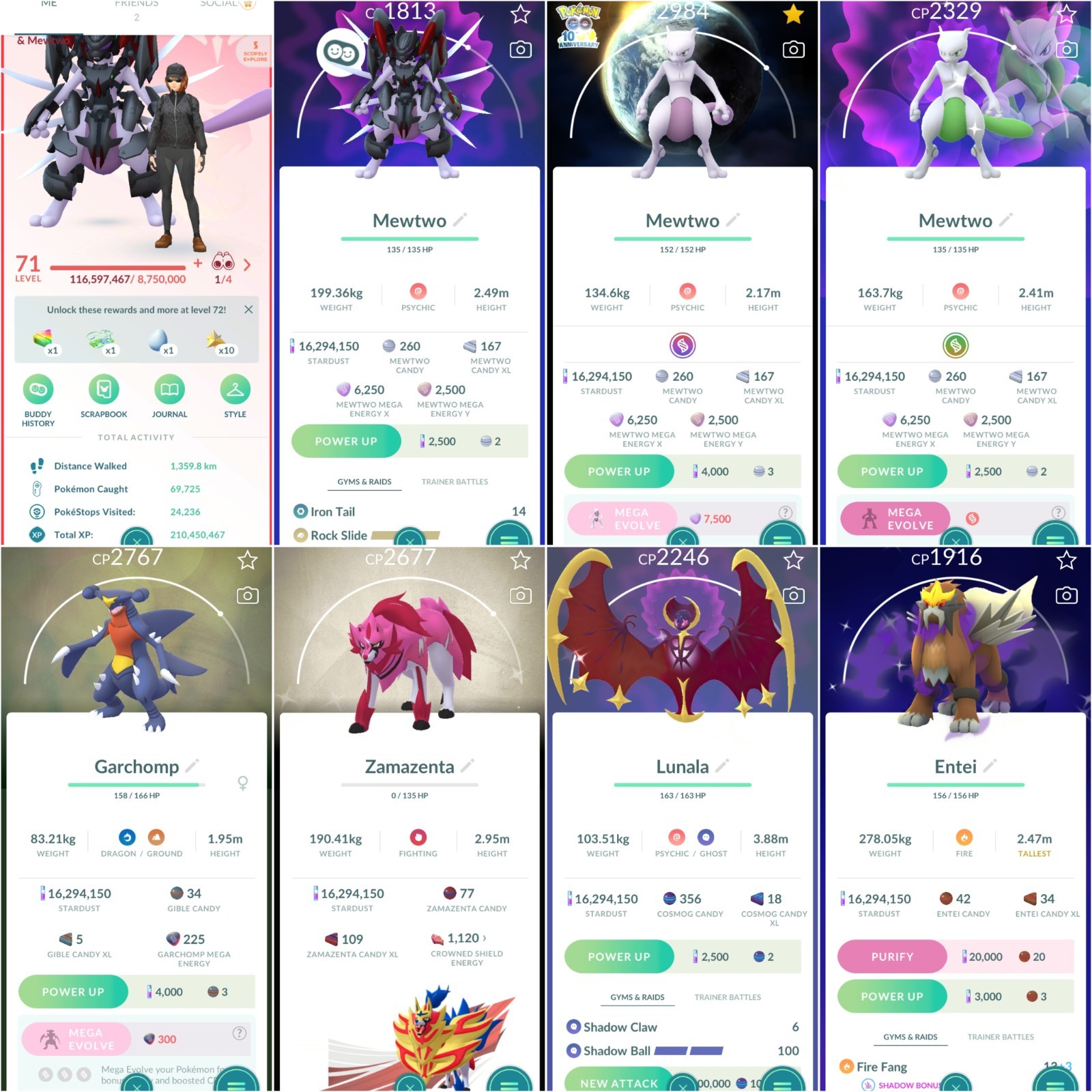 Pokémon Acc Go - Lvl71 - 212 Shiny - 273 Legendary - 33 4*