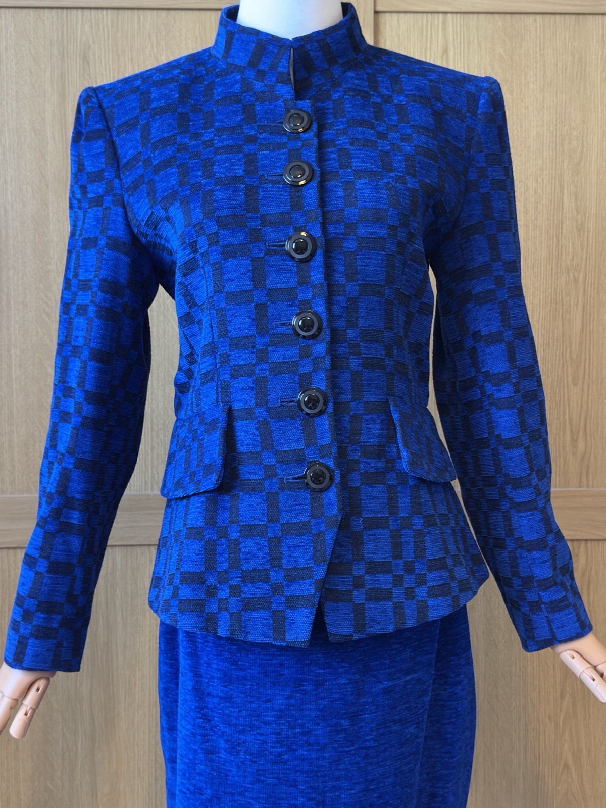 Set completo gonna blu variante Yves Saint Laurent FR38 UK10 vintage YSL