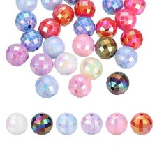Disco Ball Beads, 50 Pcs 16mm Reflective Round Acrylic, Red