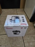Swan Slow Cooker Stainless Steel SF17010N 1.5L Ceramic Pot Glass lid