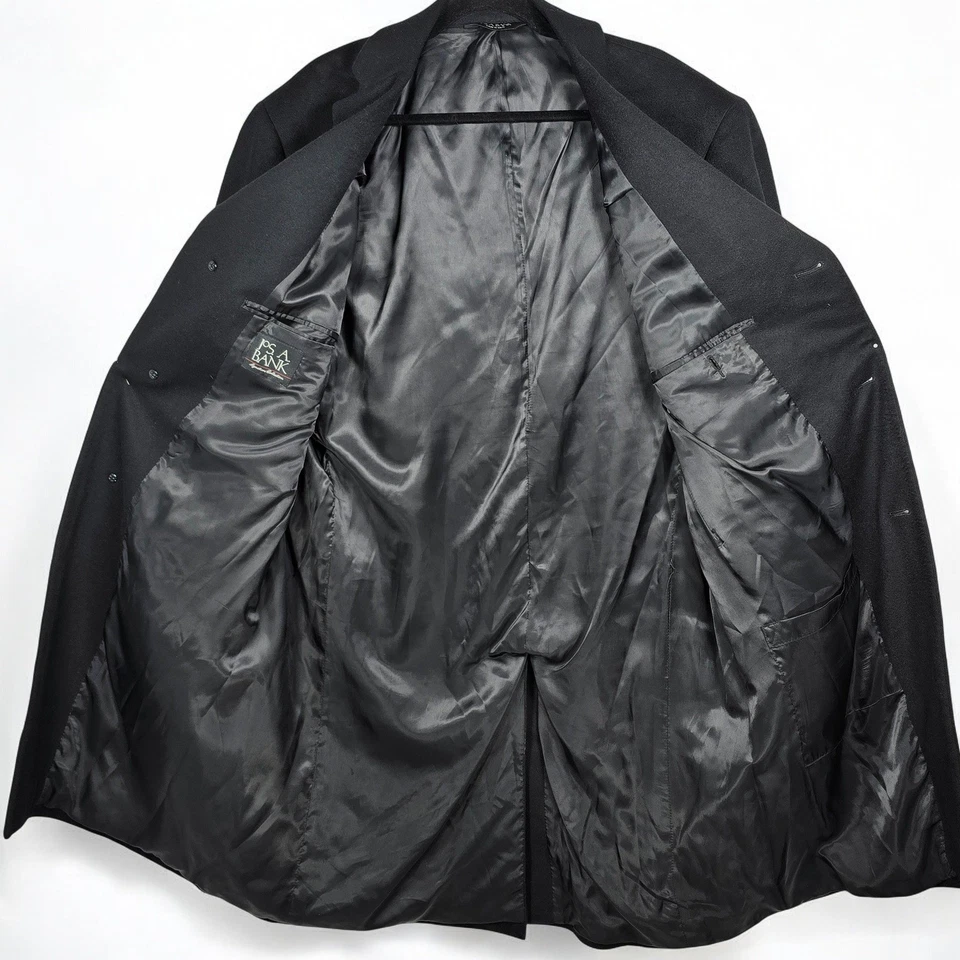 Jos A Bank Overcoat Men 42R Black 100% Cashmere Topcoat Classic Casual Outwear - Image 3 of 4