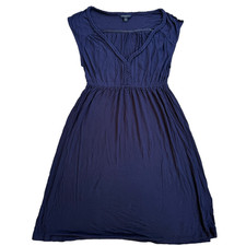 Banana Republic Modal Blend Peplum Dress Women M Stretch Navy Boho