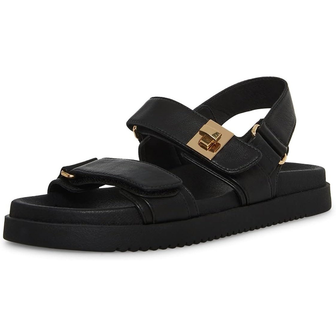 NWT STEVE MADDEN Mona Multi Strap Womens Sandals,black -SZ 9.5